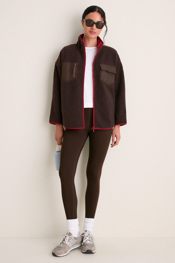 Brown and Red Fleece Lawrence Full Length Zip Up