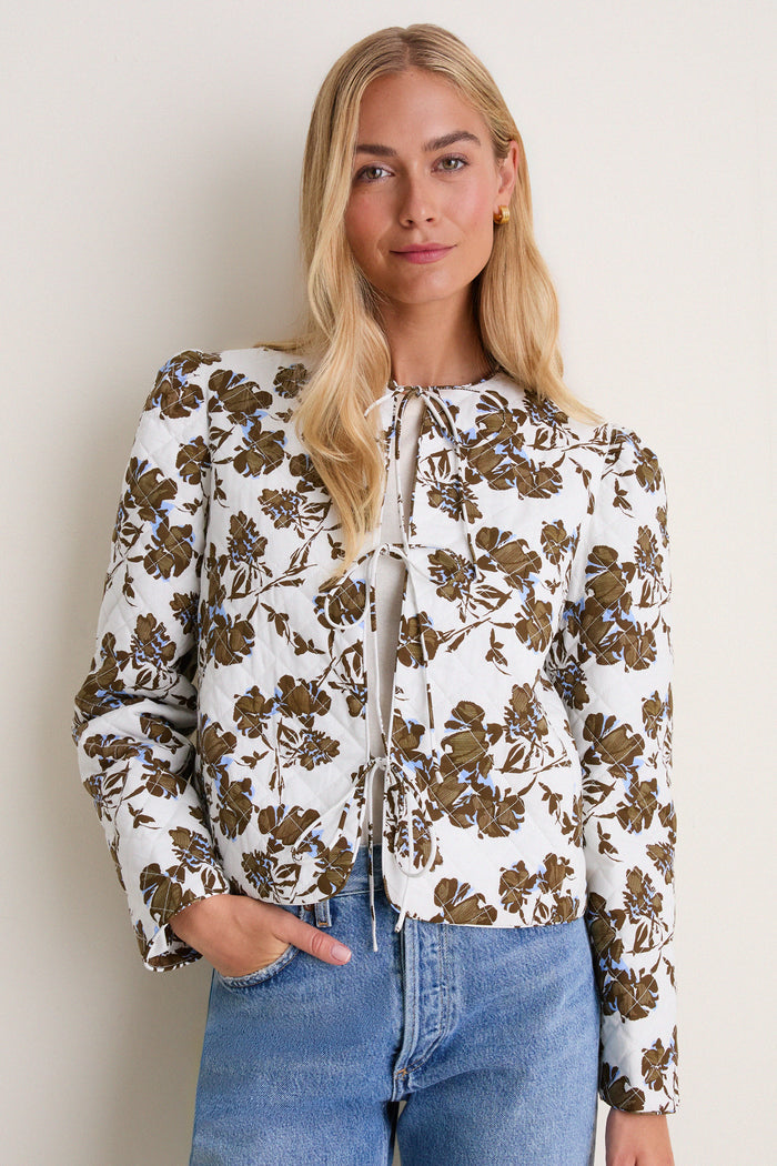 Brown & Blue Floral Skye Quilted Jacket