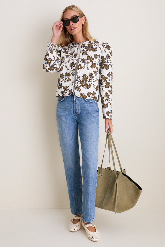 Brown & Blue Floral Skye Quilted Jacket