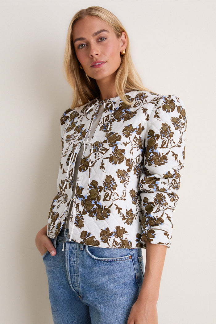 Brown & Blue Floral Skye Quilted Jacket