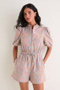 Brown Gingham Brooke Romper