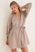 Brown Gingham Harlow Mini Dress