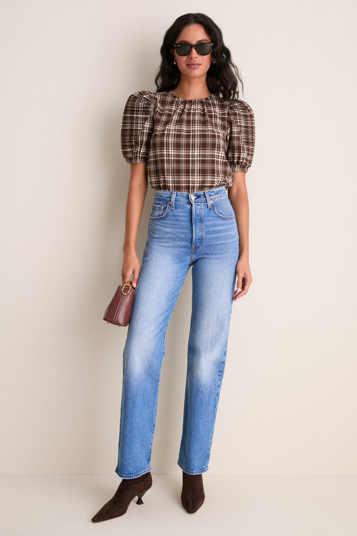 Brown Plaid Haven Blouse