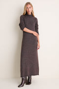 Brown Speckled Merino Blend Burton Sweater Dress