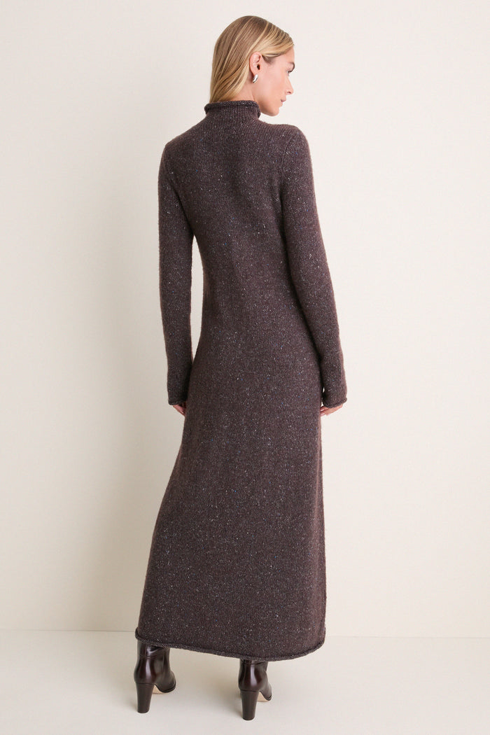 Brown Speckled Merino Blend Burton Sweater Dress