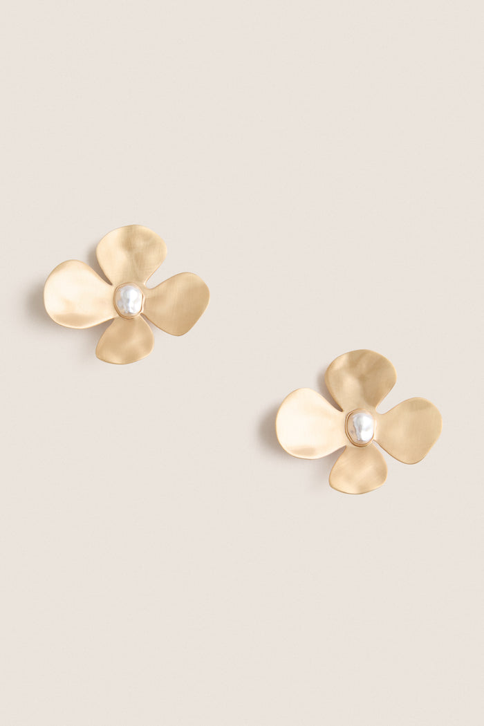 Brushed Brass Lucky Earrings