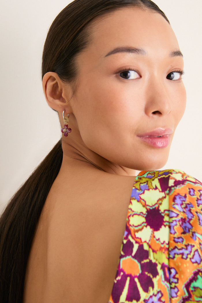 Burgundy and Yellow Glass Lita Earrings