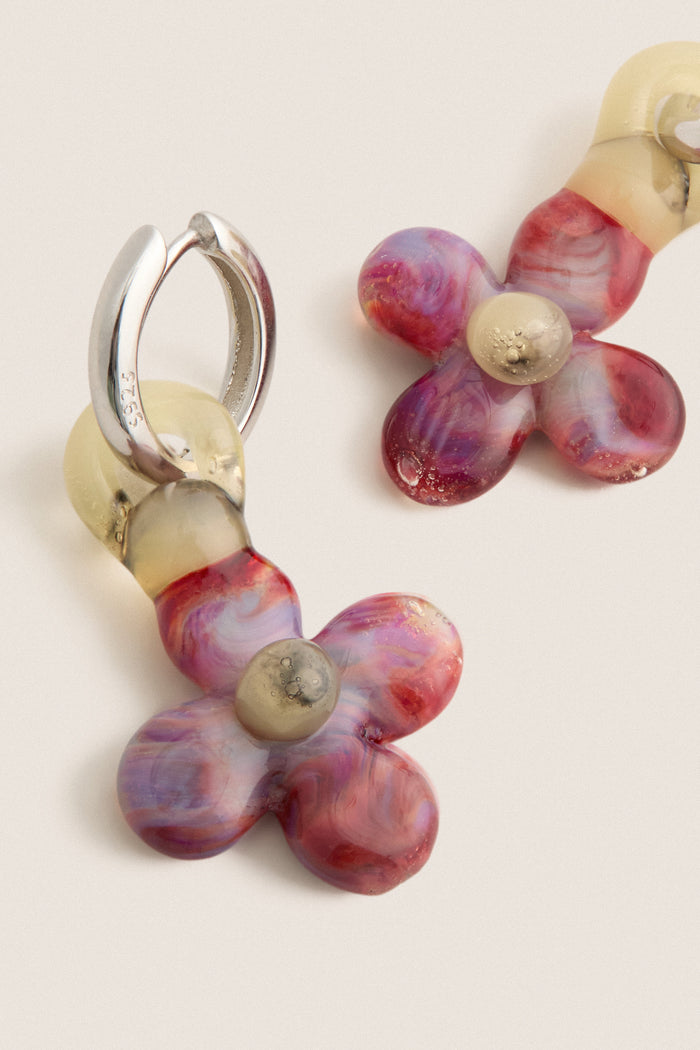 Burgundy and Yellow Glass Lita Earrings