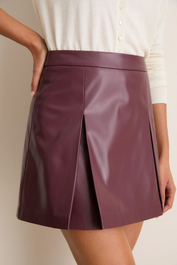 Burgundy Faux Leather Phillips Skirt