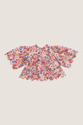 Burgundy Large Sketched Floral Scallop Misha Top