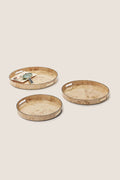 Burled Wood Pattern Round Tray (Set of 3) showcases classic, handcrafted design with intricate patterns and effortless sophistication, perfect for high-end, fun home styling and display.
