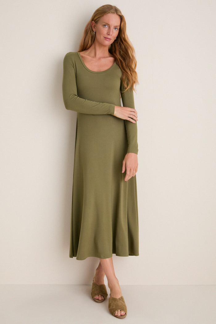 Burnt Olive Long Sleeve Sara Maxi Dress