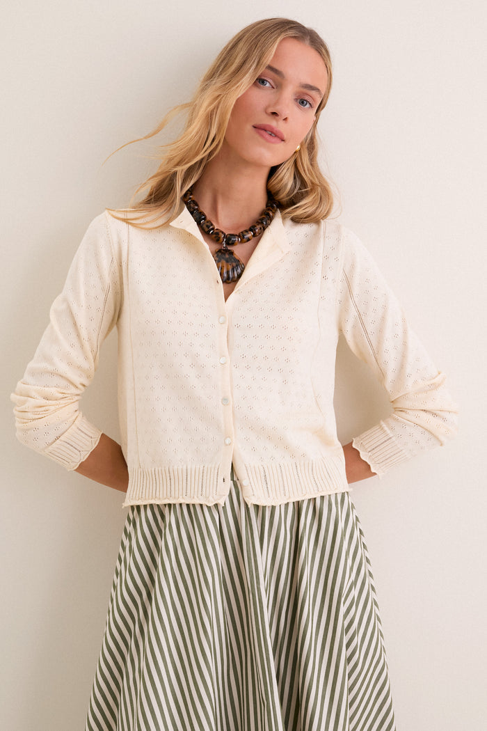 Buttercream Pointelle Ellie Cardigan