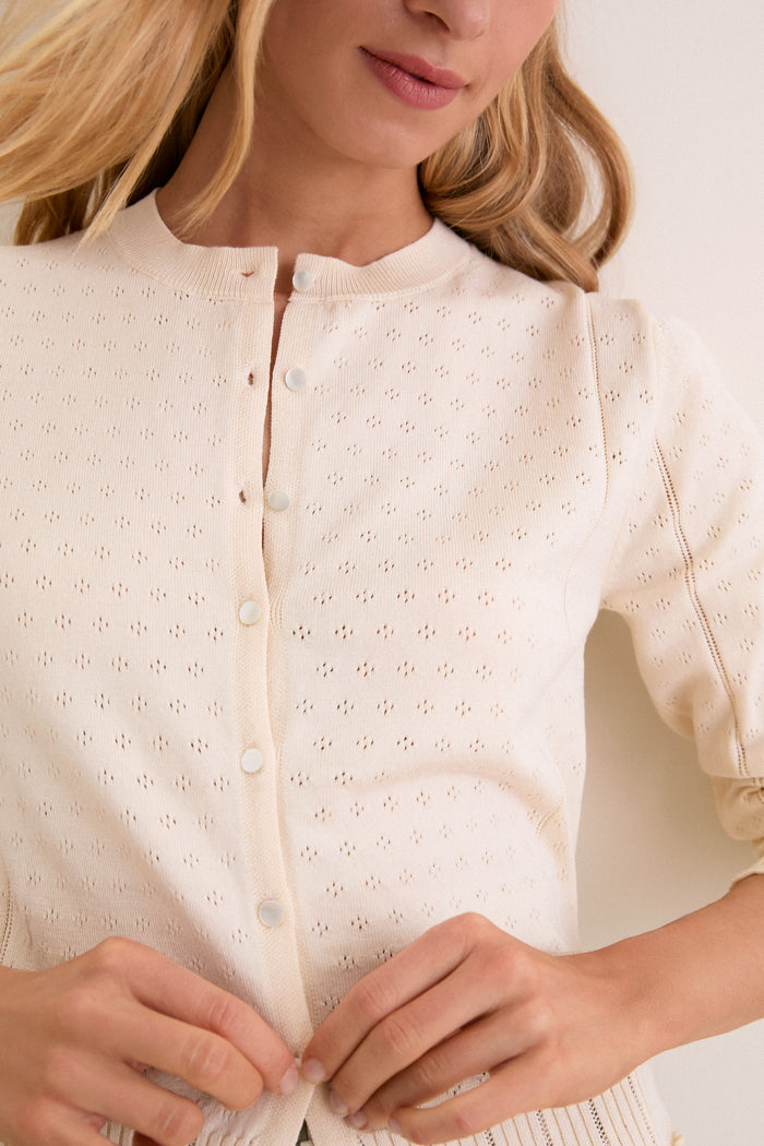 Buttercream Pointelle Ellie Cardigan