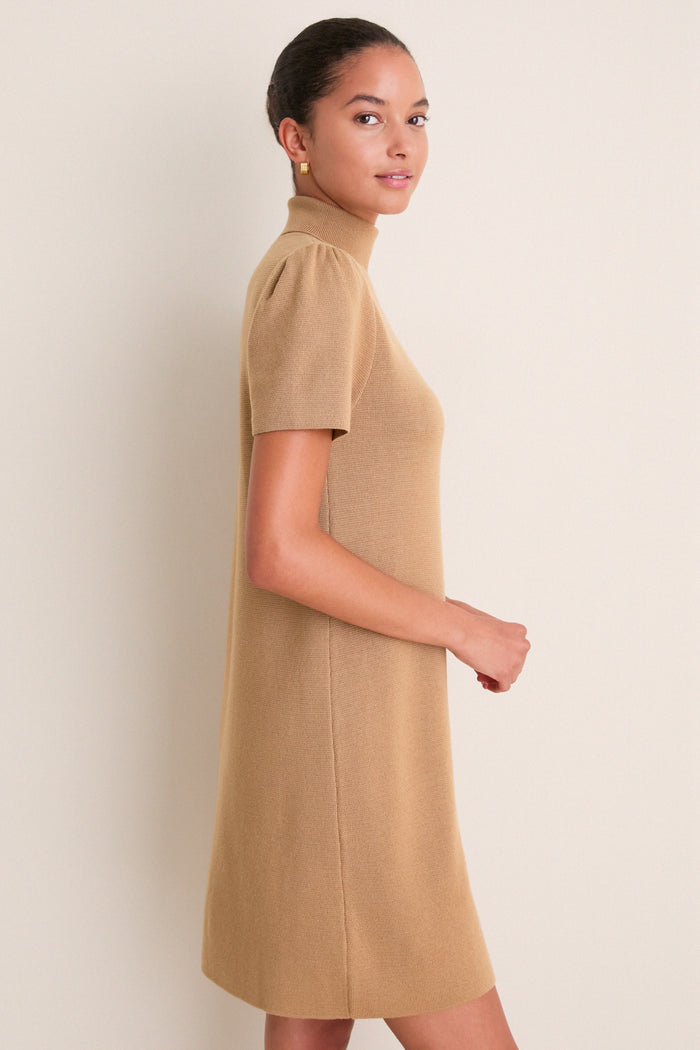 Camel Merino Hewitt Turtleneck Dress