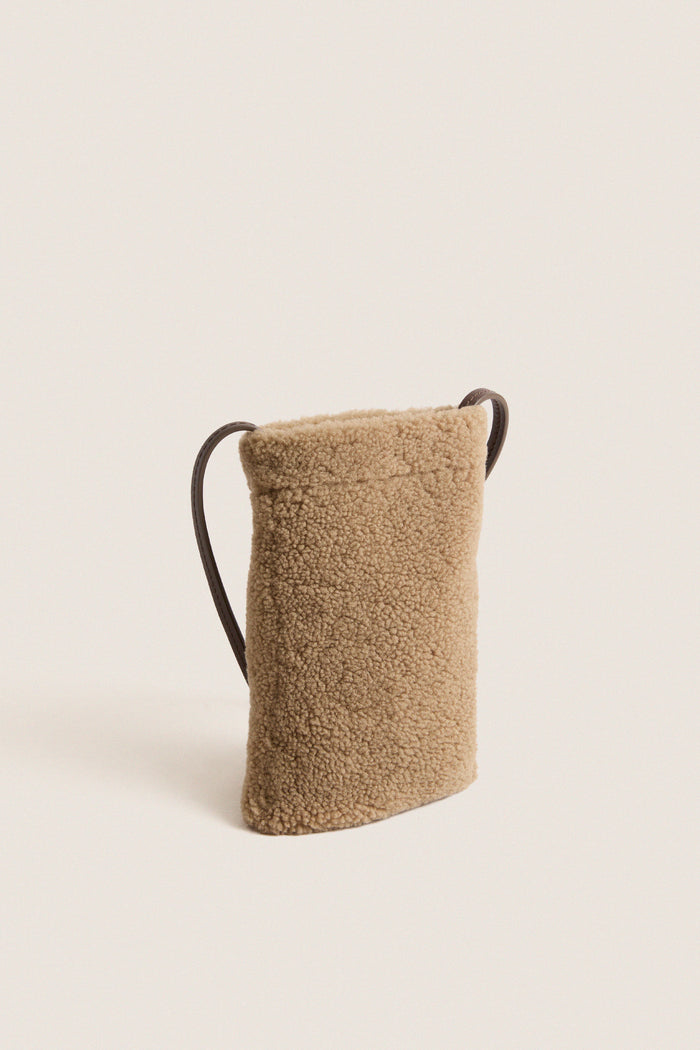 Camel Yves Shearling Pouch