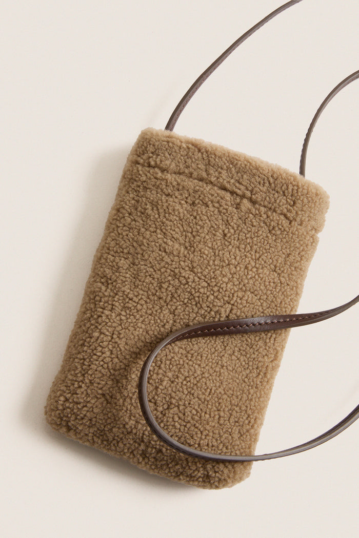 Camel Yves Shearling Pouch