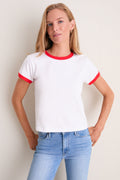 Cerise and White Margo Ringer Tee