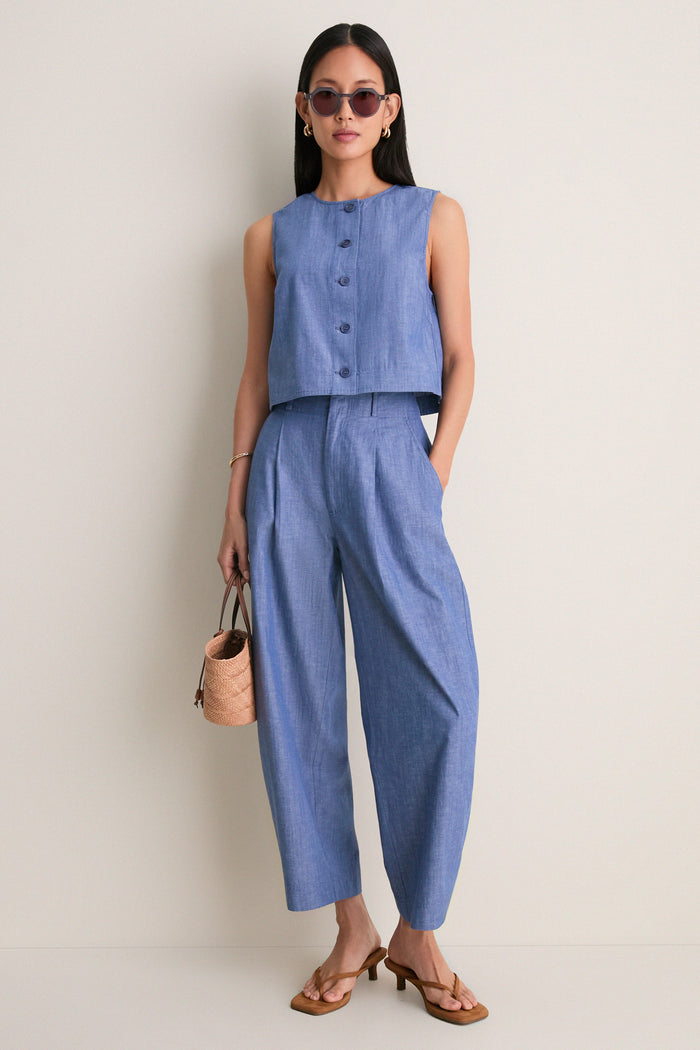 Chambray Godet Tank