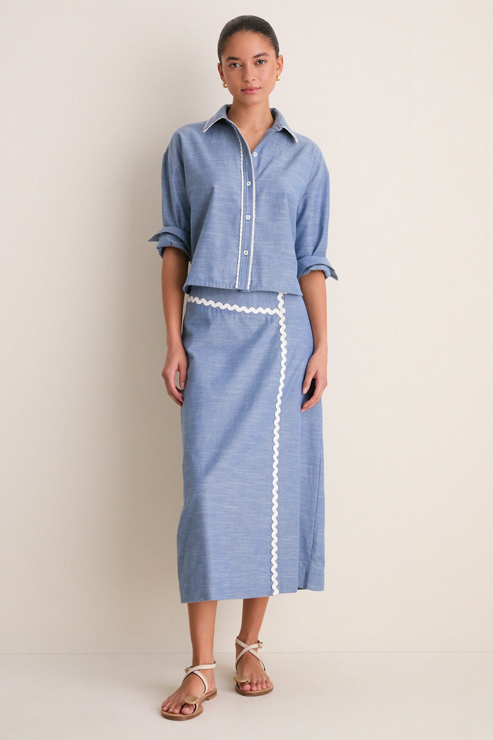 Chambray Ric Rac Marcy Maxi Skirt