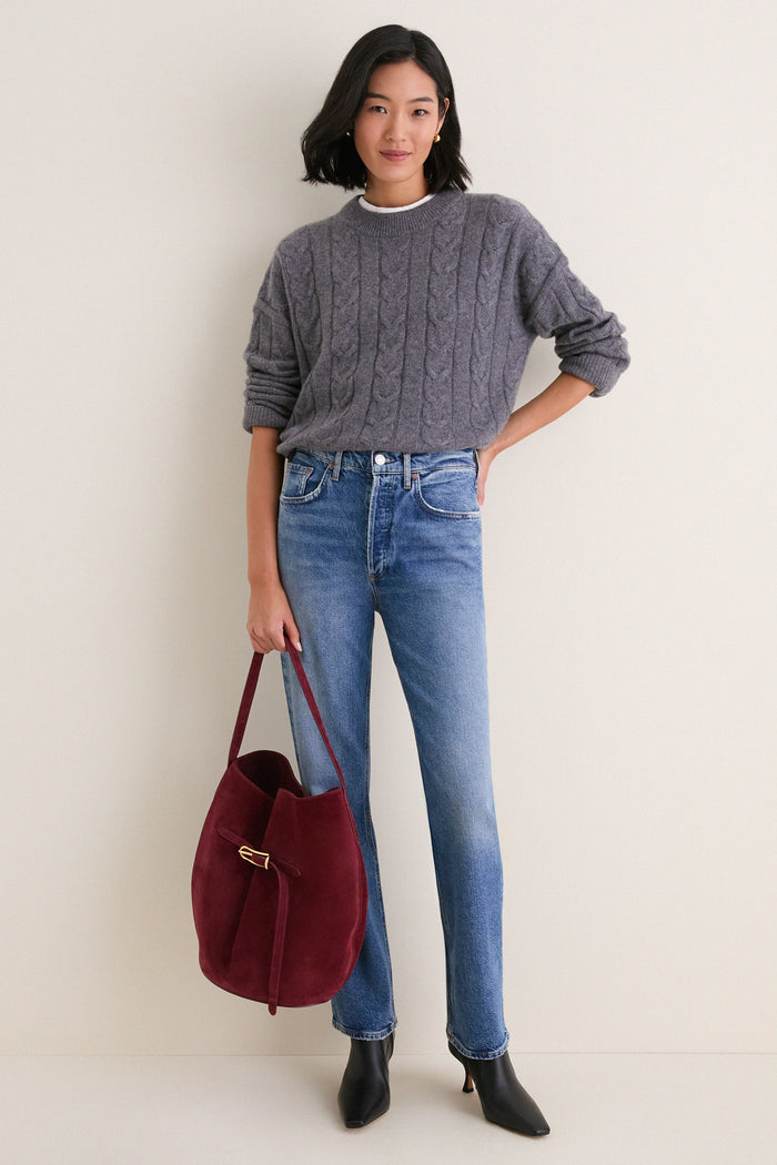Charcoal Cashmere Cable Knit Eloise Sweater