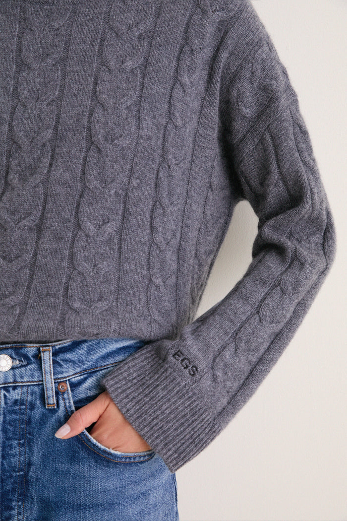 Charcoal Cashmere Cable Knit Eloise Sweater