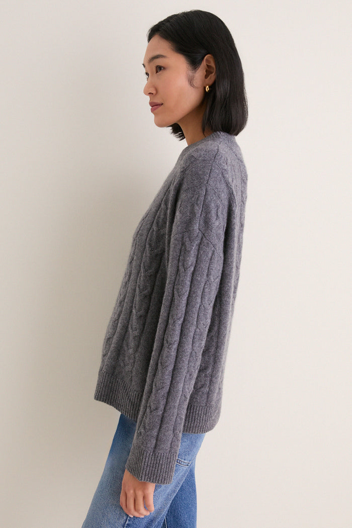 Charcoal Cashmere Cable Knit Eloise Sweater