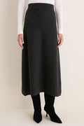 Charcoal Cashmere Maeve Midi Skirt