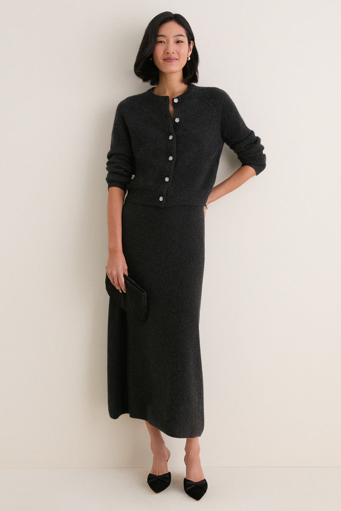 Charcoal Cashmere Maeve Midi Skirt