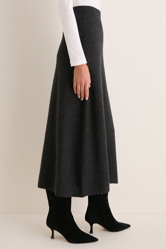 Charcoal Cashmere Maeve Midi Skirt