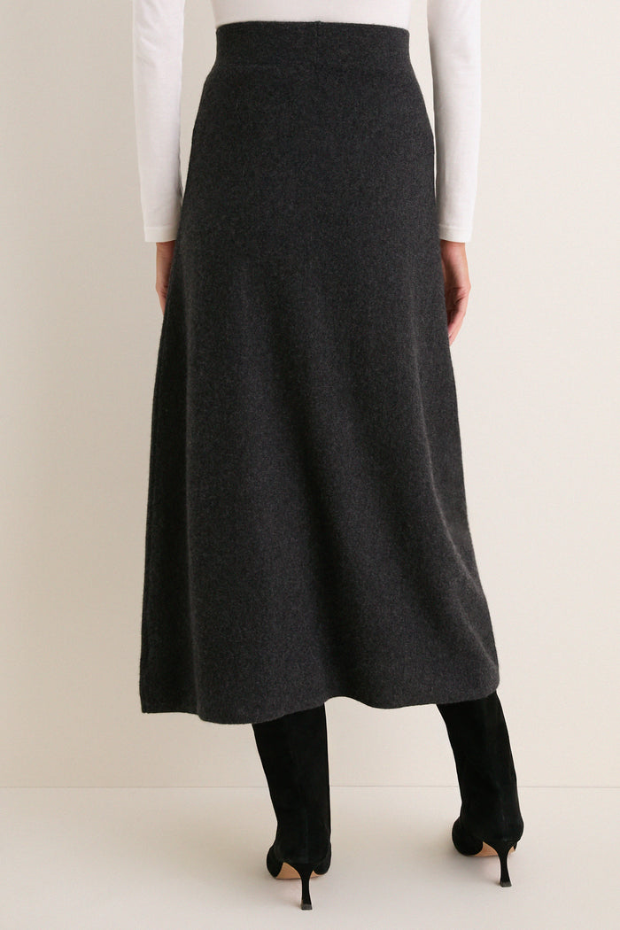 Charcoal Cashmere Maeve Midi Skirt