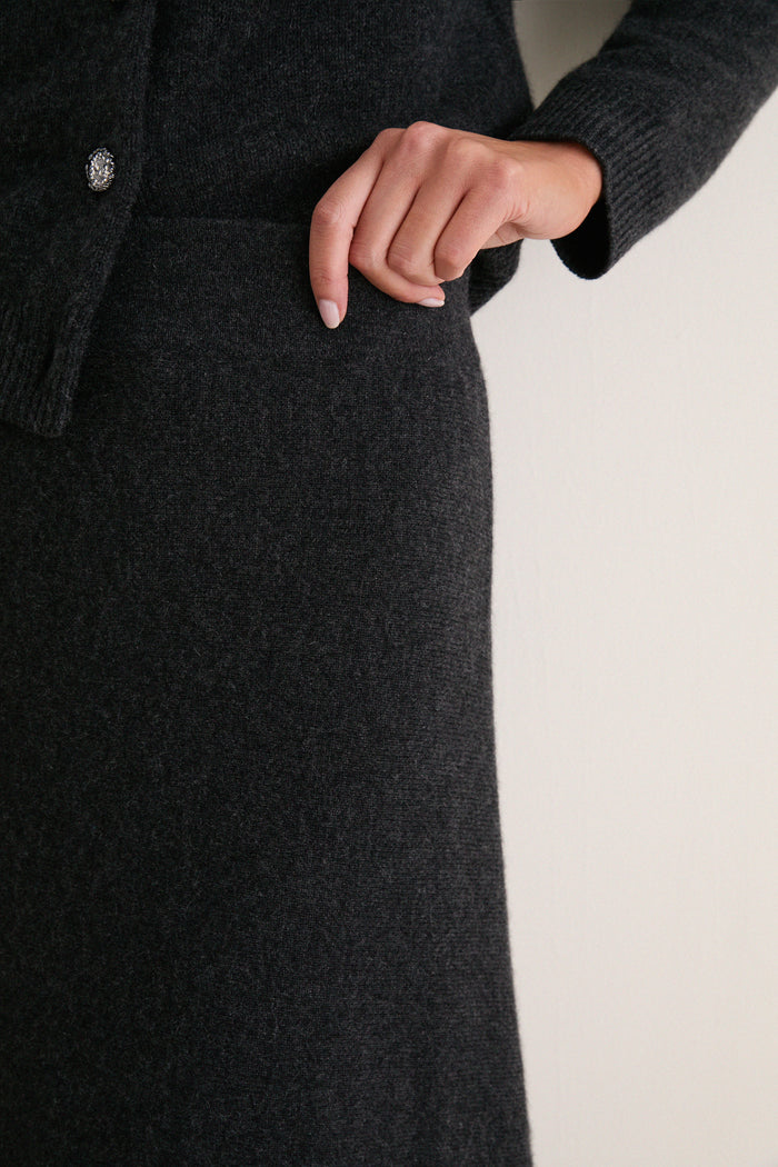 Charcoal Cashmere Maeve Midi Skirt