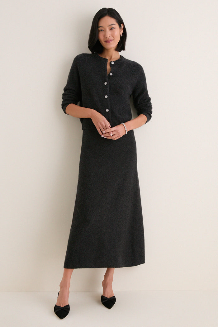 Charcoal Cashmere Maeve Midi Skirt