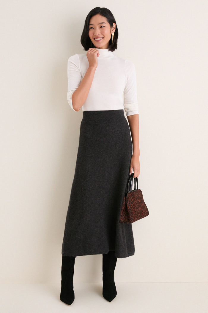 Charcoal Cashmere Maeve Midi Skirt