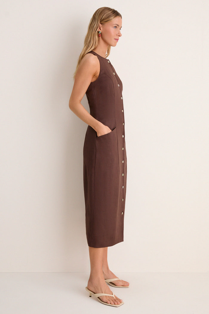 Chestnut Linen Francesca Dress