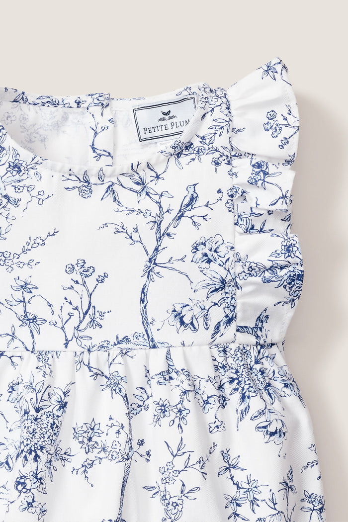 Children's White Timeless Toile Ruffled Romper