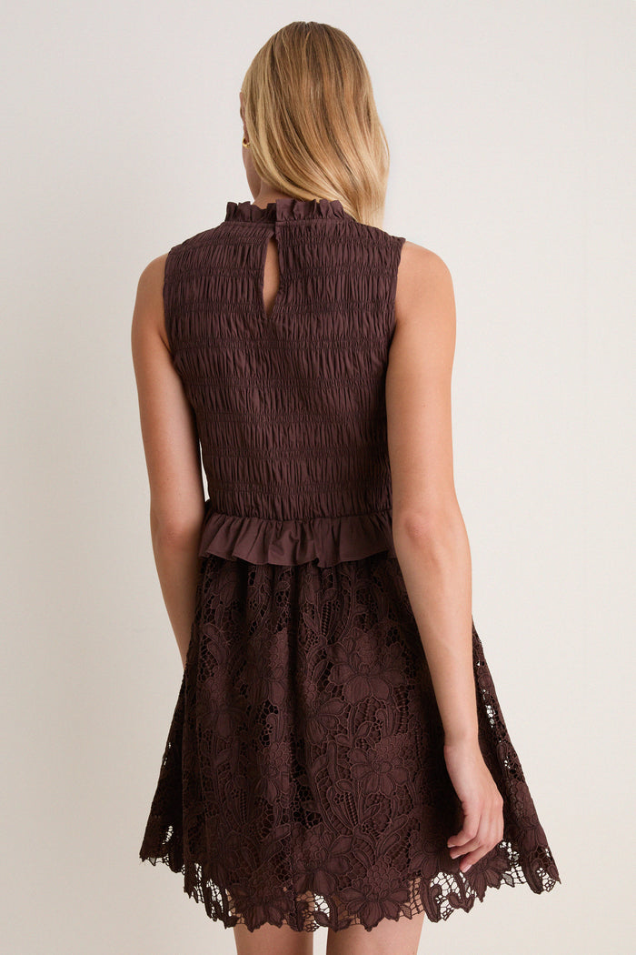 Chocolate Brown Eyelet Seaton Mini Dress