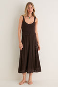 Chocolate Brown Knit Anne Midi Dress