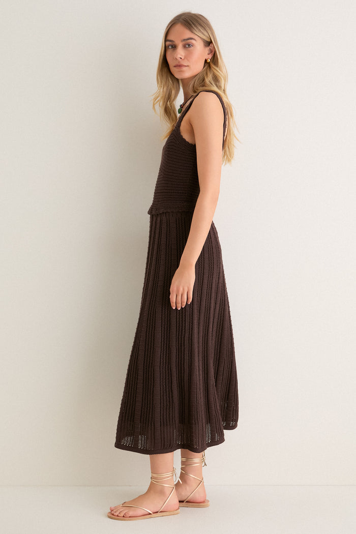 Chocolate Brown Knit Anne Midi Dress