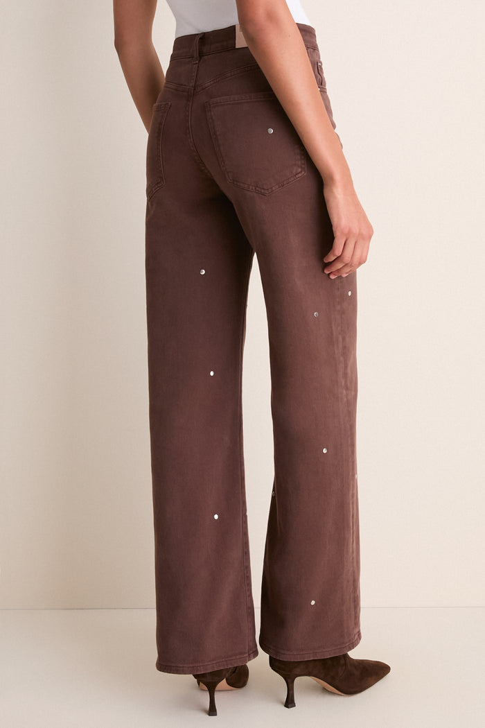 Chocolate Brown Studded Column Jean