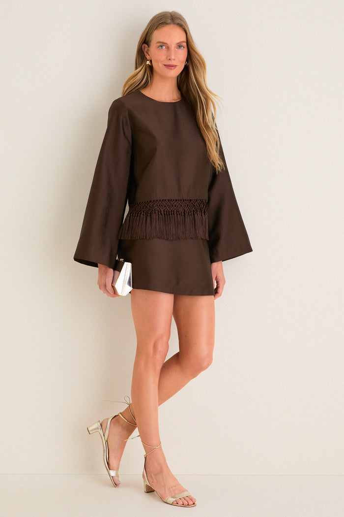 Chocolate Dupioni Maxine Tassel Top