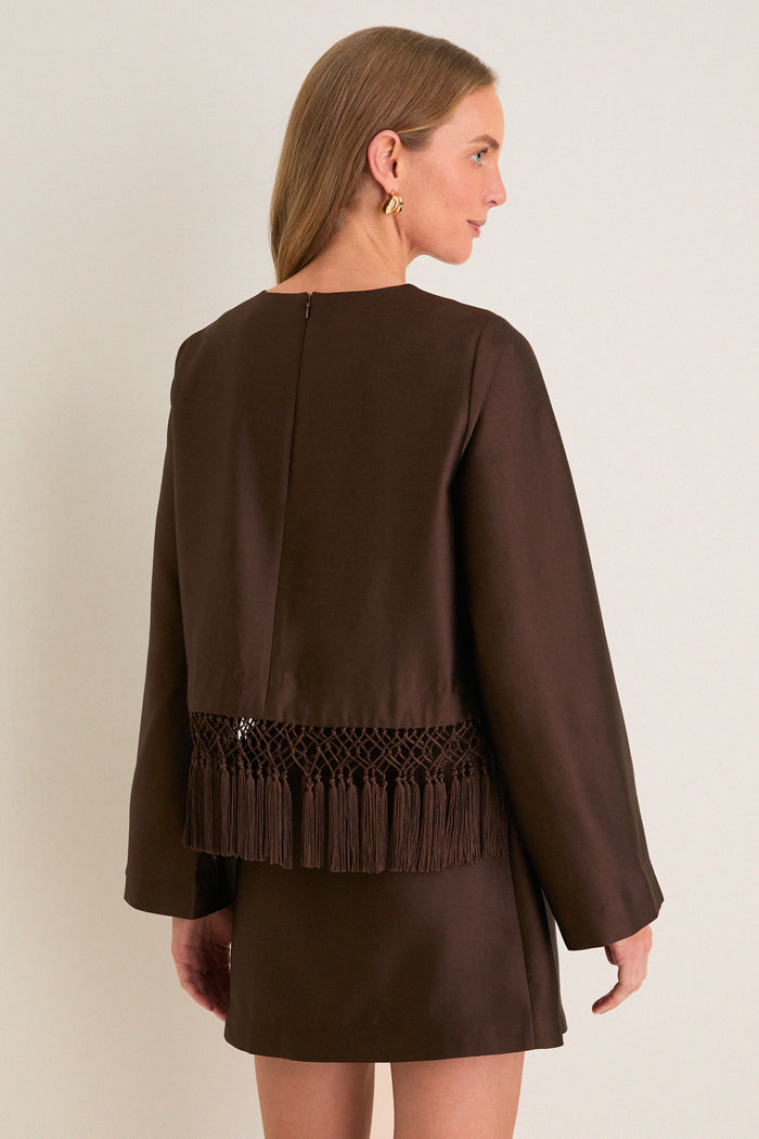 Chocolate Dupioni Maxine Tassel Top