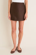 Chocolate Dupioni Opal Straight Mini Skirt