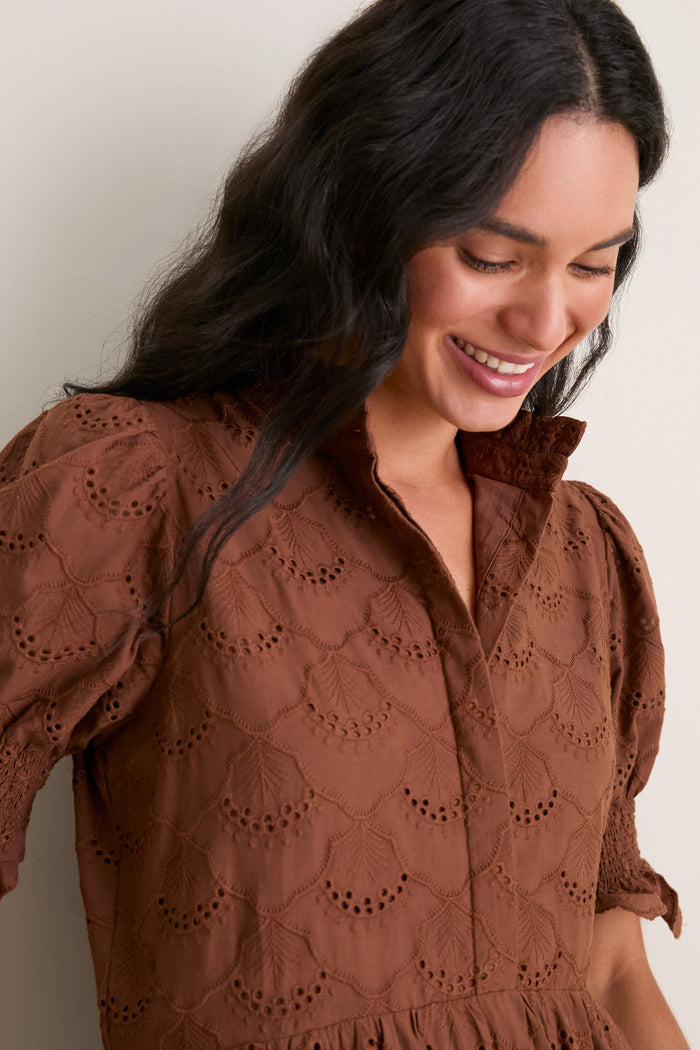 Chocolate Eyelet Bennett Midi Dress