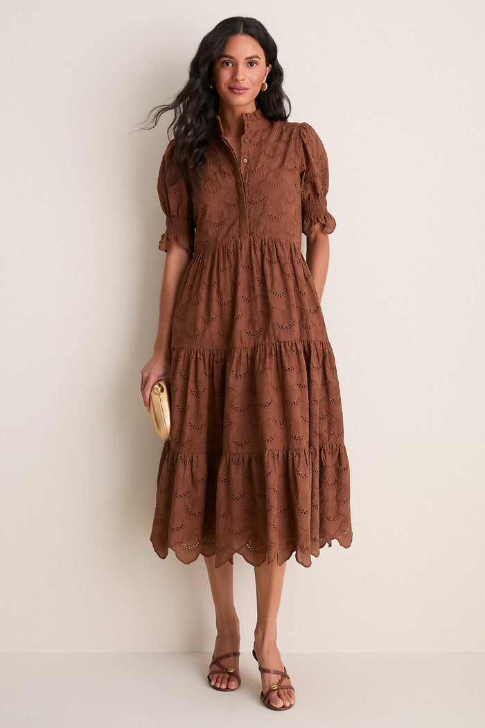 Chocolate Eyelet Bennett Midi Dress