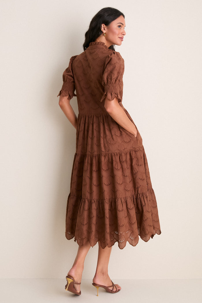 Chocolate Eyelet Bennett Midi Dress