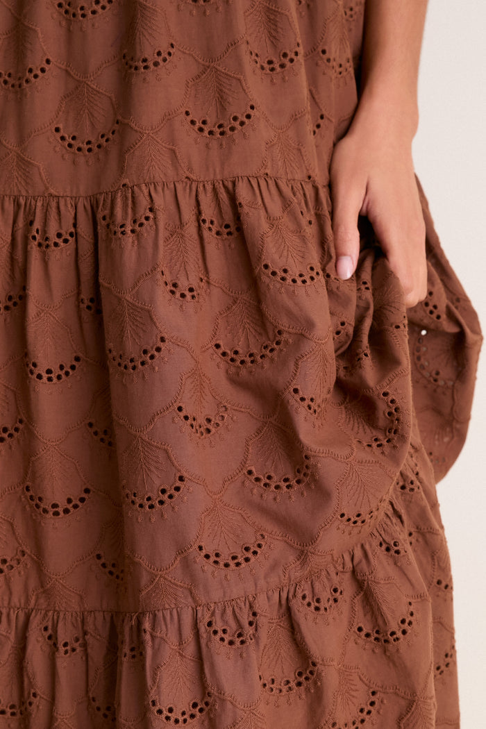 Chocolate Eyelet Bennett Midi Dress