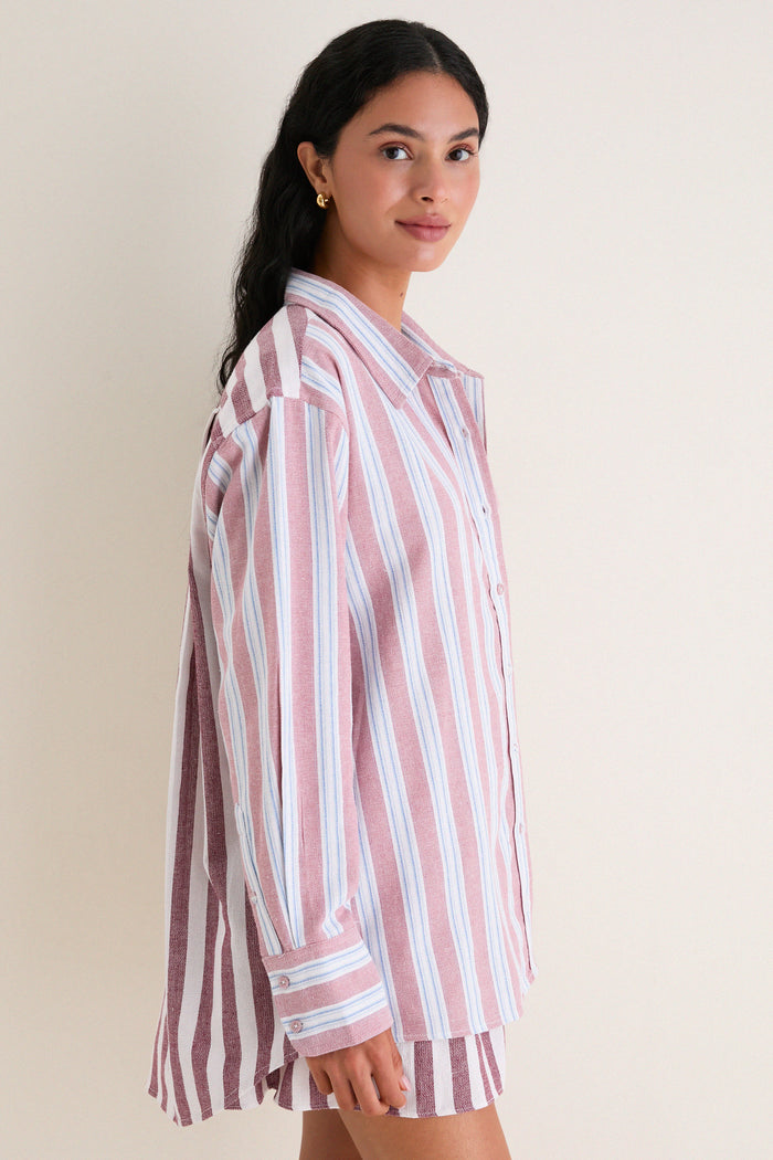 Claret Combo Stripe Classsic Button Down