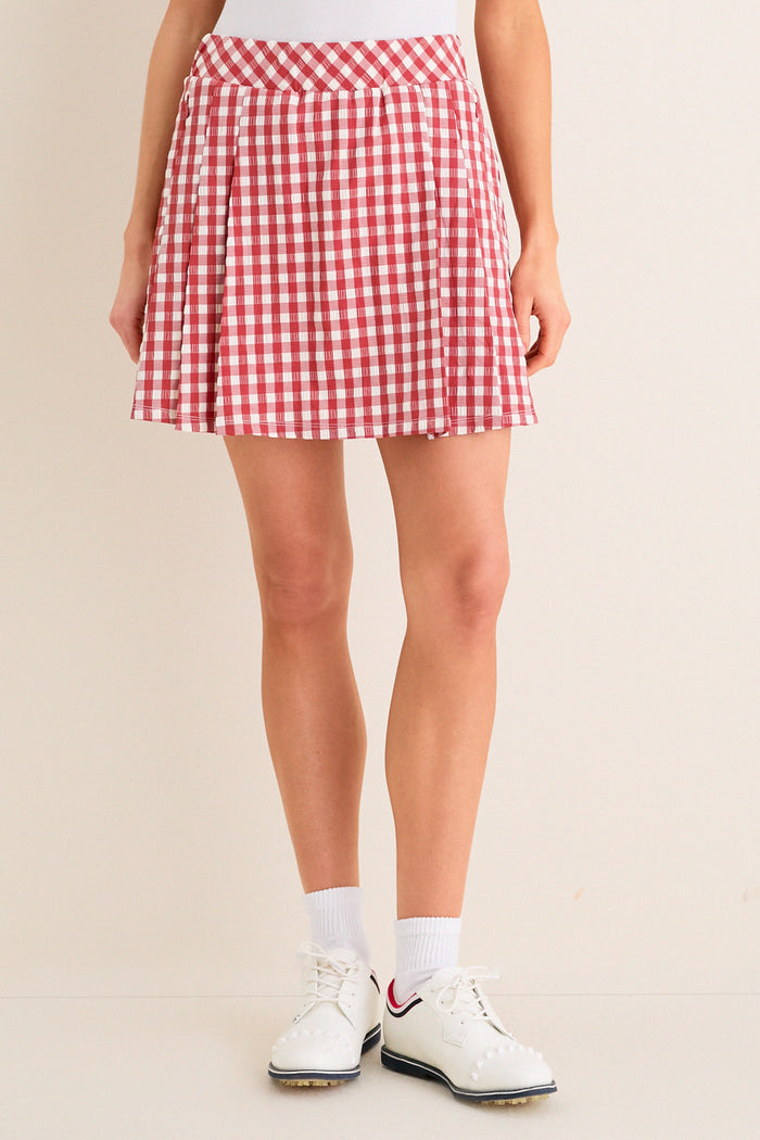 Clay Gingham 16 Inch Performance Seersucker Park Golf Skirt