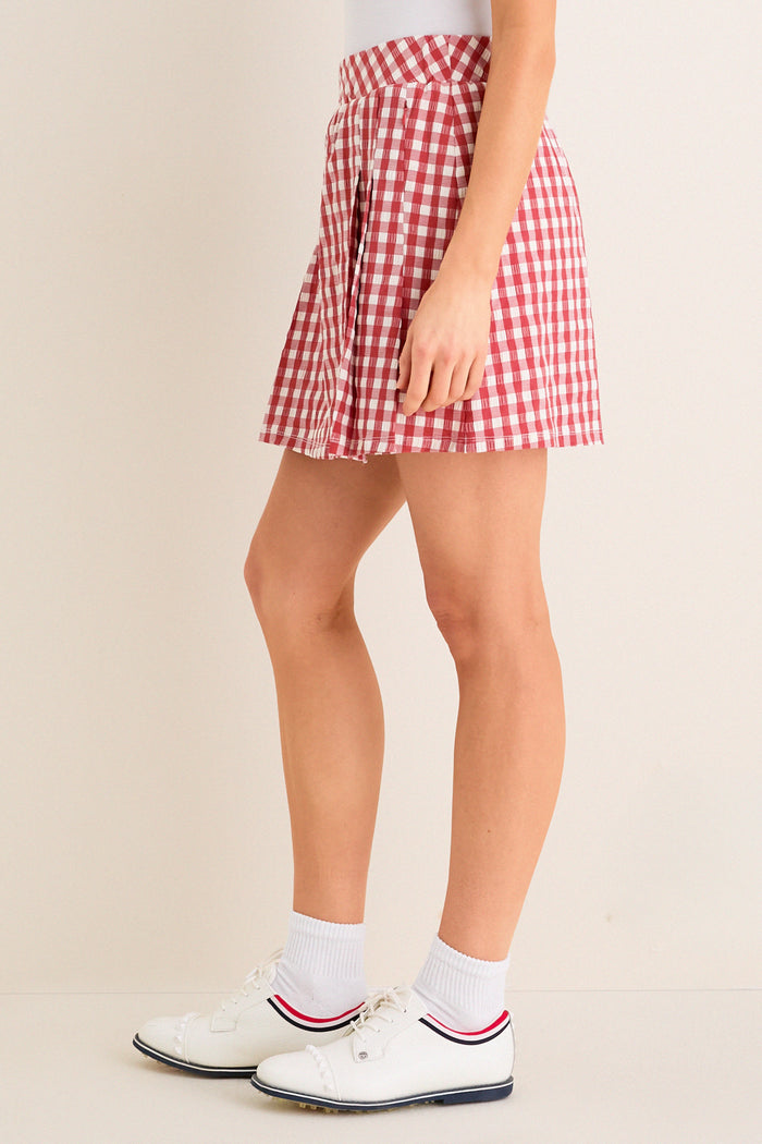 Clay Gingham 16 Inch Performance Seersucker Park Golf Skirt